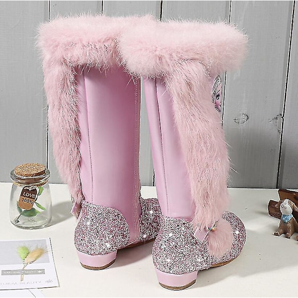 2023 Elsa Princess Kids Winter Frozen Boots 26 Pink
