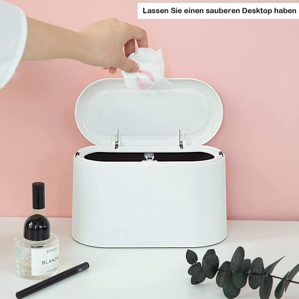 Mordely Press Lid Rubbish Dustbin Push Trash Can Table White Trash Can Mini Counter Top Trash Can Small Tabletop Trash Can For Kitchen