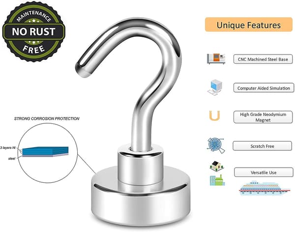 10 Magnetic Hooks, 10 Kg + Strong Magnetic Hooks, Heavy Duty Ceiling Cruise Hooks