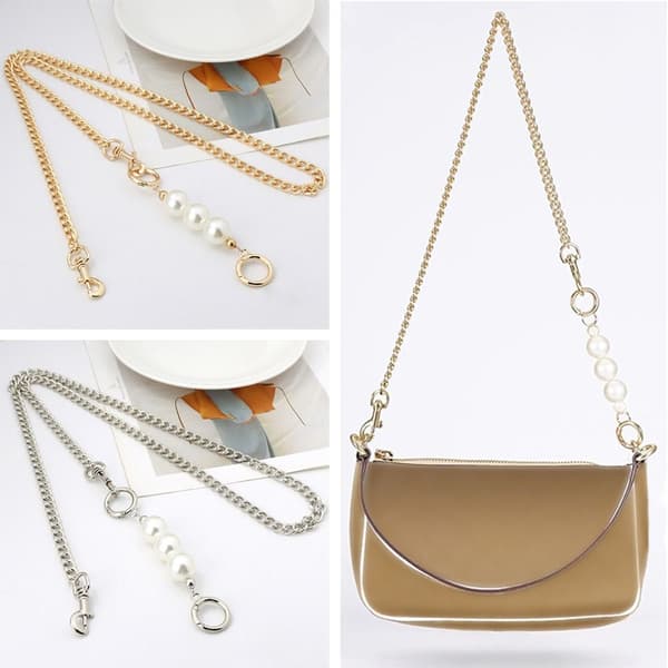 Mordely Bag Chain Strap Extender Bag Chain för handväska Pearl Extension silver