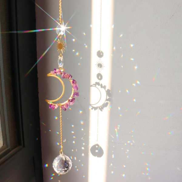 Mordely Crystal Sun Catcher Hängande ljusfångare LILA purple