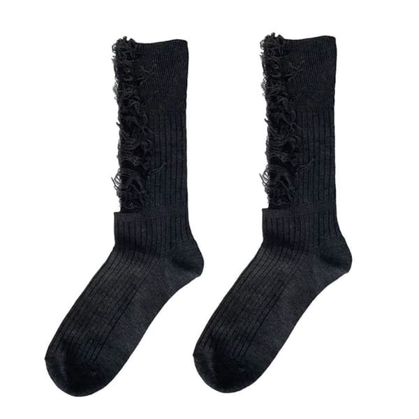 Ripped Mid Tube Socks Pile Socks VIT white