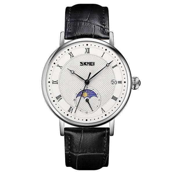 Men's Waterproof Quartz Movement Watch With Date White And Black