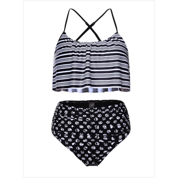 Mordely Plus Size Clothing Women's High Waisted Bikini Set Two Piece High Neck Bikini Swimsuits for Women odest Swimsuits,- Stripe M