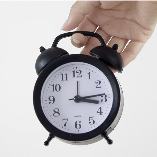 2023 4.33 Inch Alarm Clock Round Analog Desk Clock Silent No Tick Night Light Battery Powered Bedroomblack
