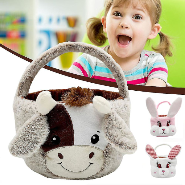 Cow Easter Basket Plush Cow Easter Basket Plush Doll White rabbit