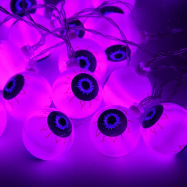 Halloween Eyeball String Lights 30LED Lights Batteridriven purple