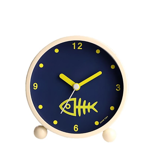 Round Small Alarm Clock, Silent Night Light Function, Student Bedside Alarm Clock, Digital Alarm Clock (fish Bone)