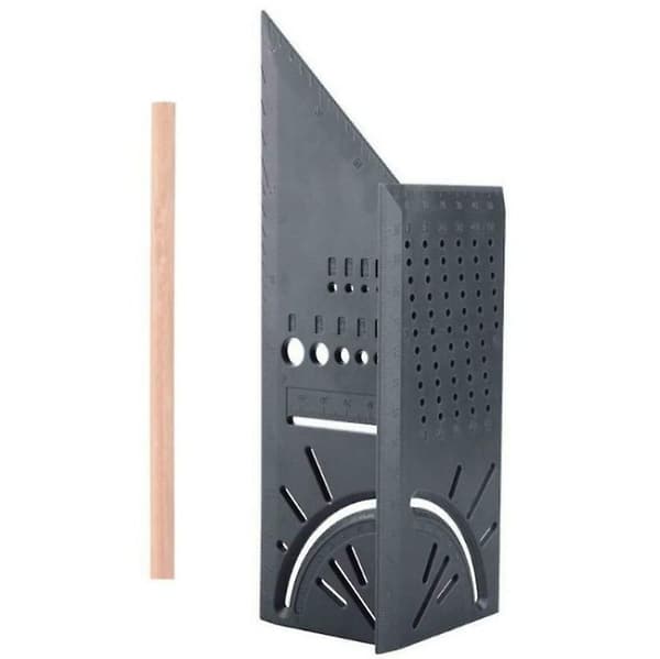 2023 Three-dimensional Woodworking Stop Shape Multifunctional Square Ruler - Gray Ruler And Pen