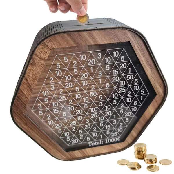Mordely Sparlåda Pengar Spara utmaning med siffror diagram Wooden