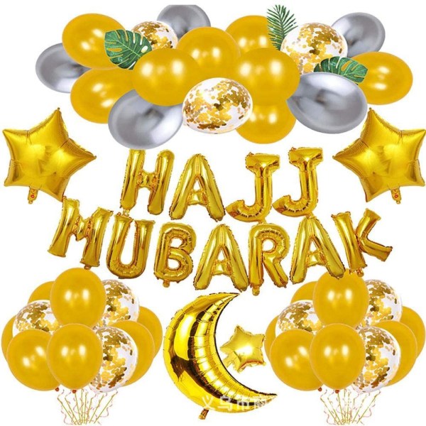 Mordely Eid Mubarak ballongballonger och tillbehör Banner silver