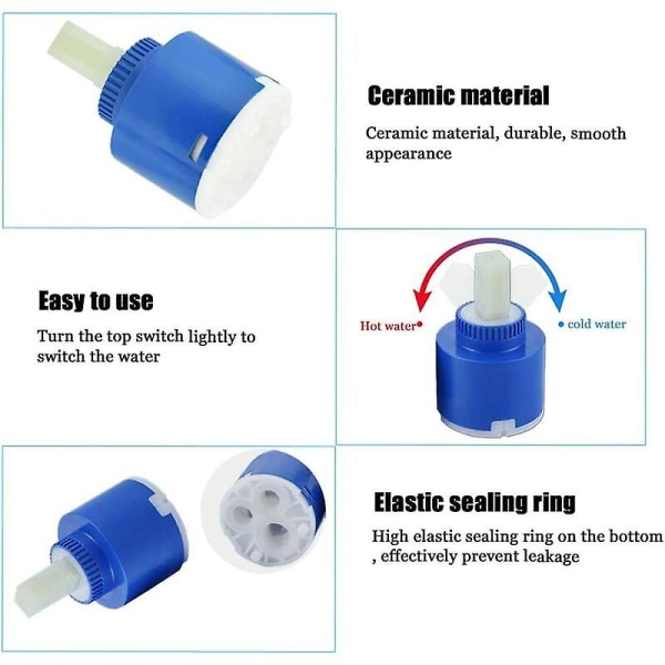 Mordely 2 Pieces Ceramic Mixer Tap Cartridge Mixer Tap Cartridge 40mm Ceramic Cartridge For Bathroom Or Kitchen Mixer (blue)