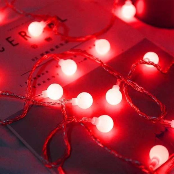 LED Ball Garland Lights Fairy String Lamp RÖD red