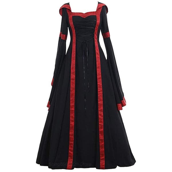 Ladies Square Neck Flared Sleeve S-5xl Blue 2XL-Medieval