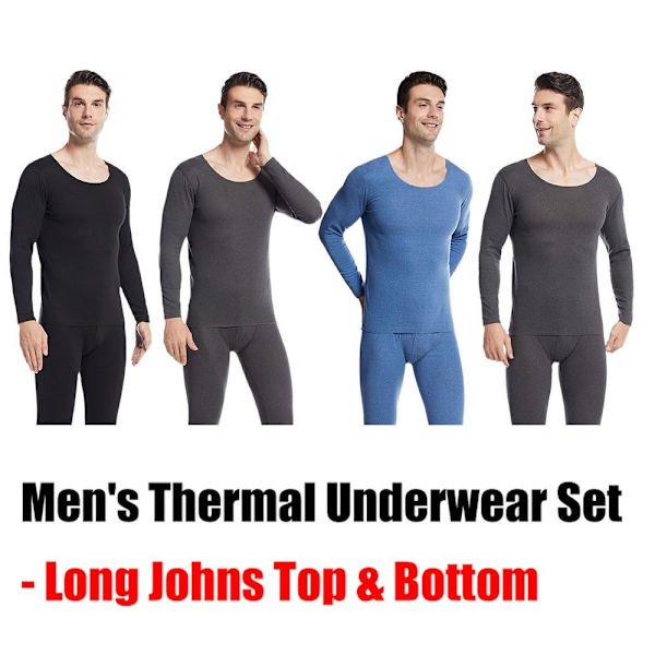 Thermal för män Helt Set Long Johns Top & Bottom BLÅ Blue 2XL