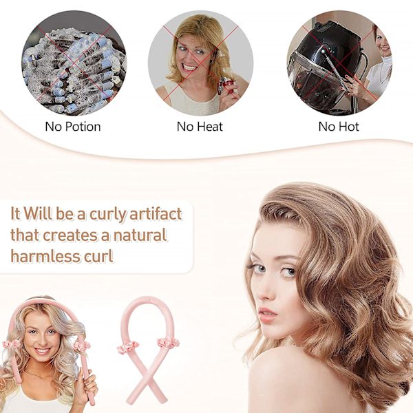 Mordely Heatless Curling Rod Pannband Lazy Curler Set 10