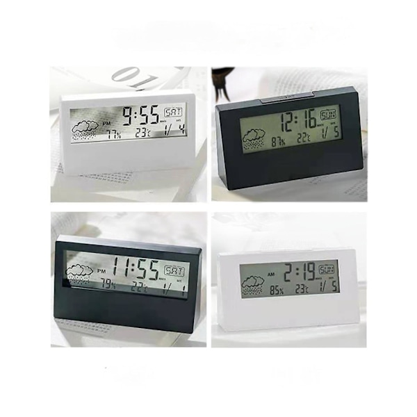 Digital Travel Alarm Clock - Foldable Calendar & Temperature & Timer Lcd Clock With Snooze Mode - Large Number Display, Battery Operated - Compa