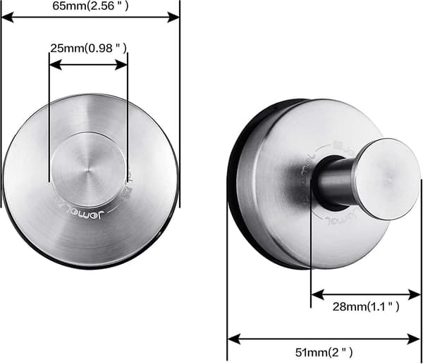 Suction Cup Hook Pack With 2 Suction Cup Towel Hook Stainless Steel Tear-hard Hooks Kitchen Hook Suction Cup For Kitchen And Bathroom, Shower, Coats,
