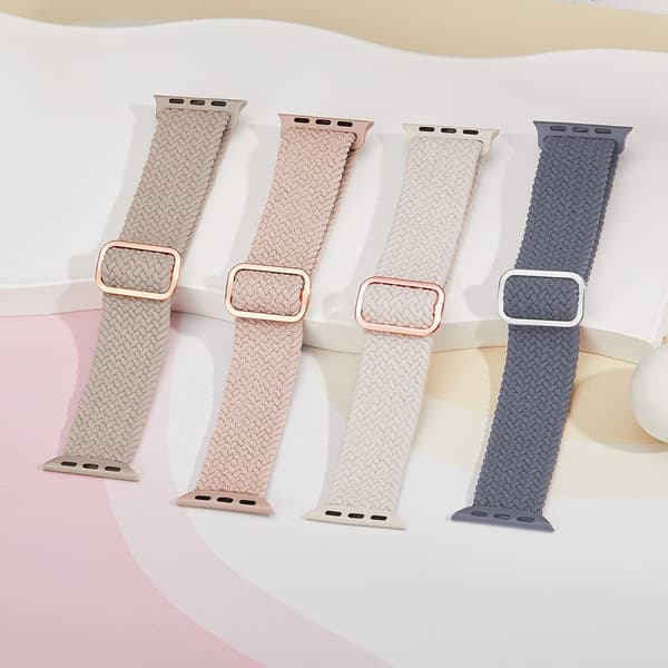Flätad Stretchy Solo Loop kompatibel för Apple Watch Band 4pcs 3 42/44/45/49mm