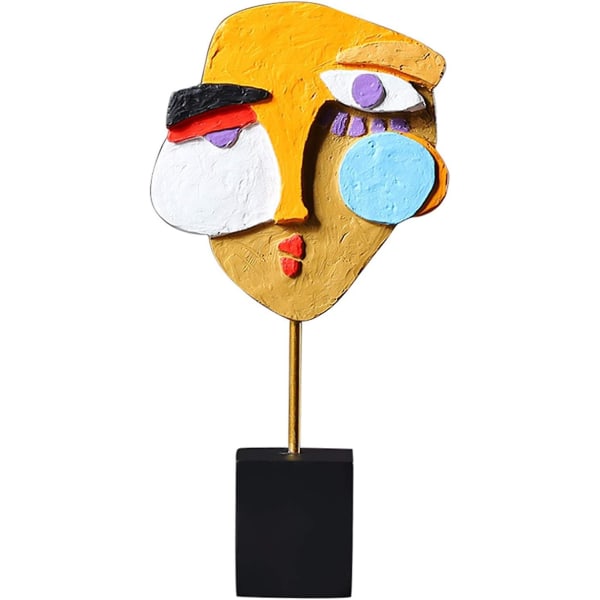 Modern Sculpture, Artwork Sculpture, Living Room Interior Decoration Statue Creative Face Decorative Object Colorful Abstract Art Crafts, Porch Resin