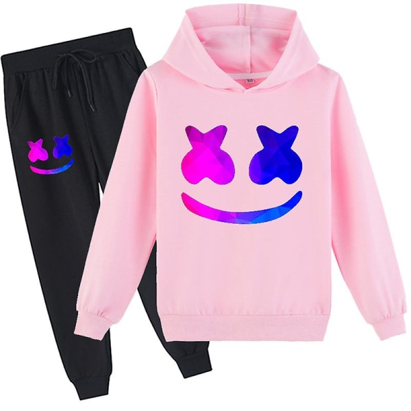 Mordely Marshmello Cotton Candy Dj Middle School Hoodie+ set för pojkar och flickor Pink 100cm