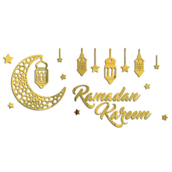 Mordely Väggdekal Spegelklistermärken Eid Mubarak Ramadan Decors GULD gold 3