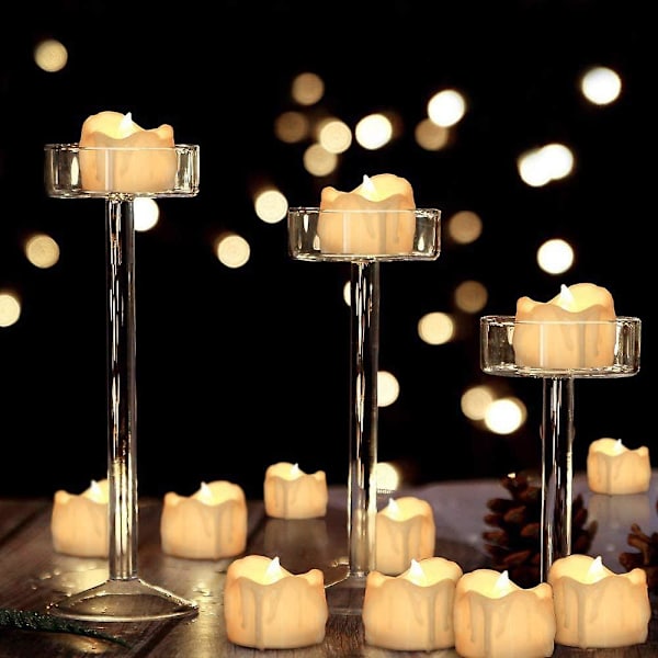 Mordely Led Flickering Flame Light Candles, Home Pack Of 12 Battery Operated Led Candles Ultra Realistic Lighting Festive Decoration