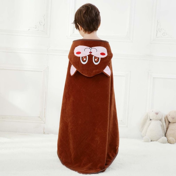 Mordely Unisex Baby Animal Hooded Bath Towel, Soft Cotton Beach Bath Robe for 0-6T, Brown