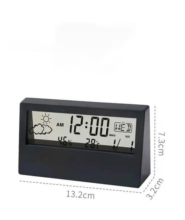 Mordely Digital Travel Alarm Clock - Foldable Calendar & Temperature & Timer Lcd Clock With Snooze Mode - Large Number Display, Battery