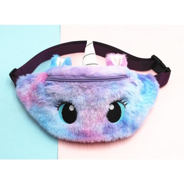 2023 Unicorn Cartoon Plush Shoulder Bag Little Girl Cute Big Eyes Waist Bag Children Messenger Bag A916-500 Violets