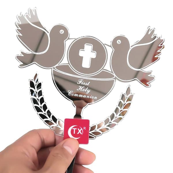 Mordely Peace Dove Cross Cake Topper SILVER Silver