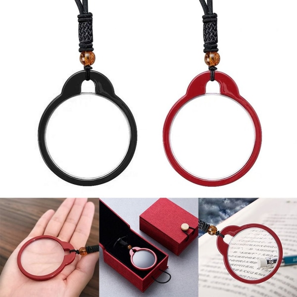 Mordely Kreativt förstoringsglashalsband Förstoringsglas RÖD 200 200 Red 200-200