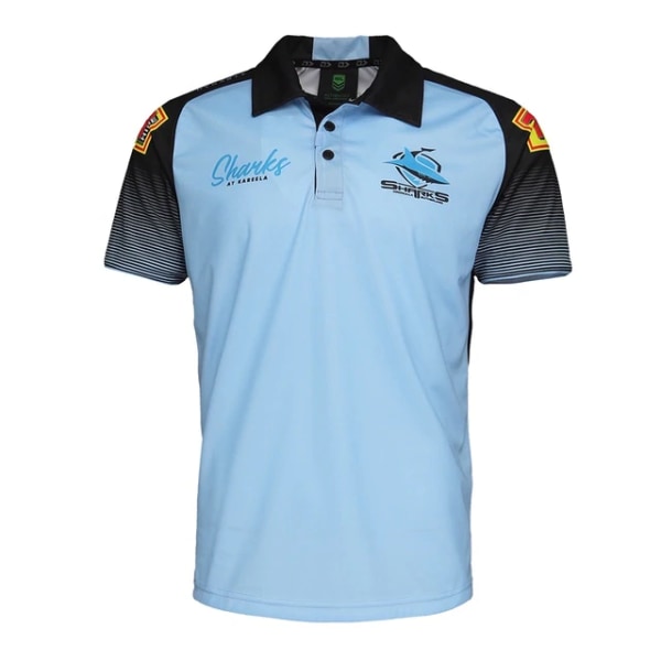 Mordely 2021 Cronulla Sutherland Sharks Sky Blue Polo Rugby Jersey tröja L