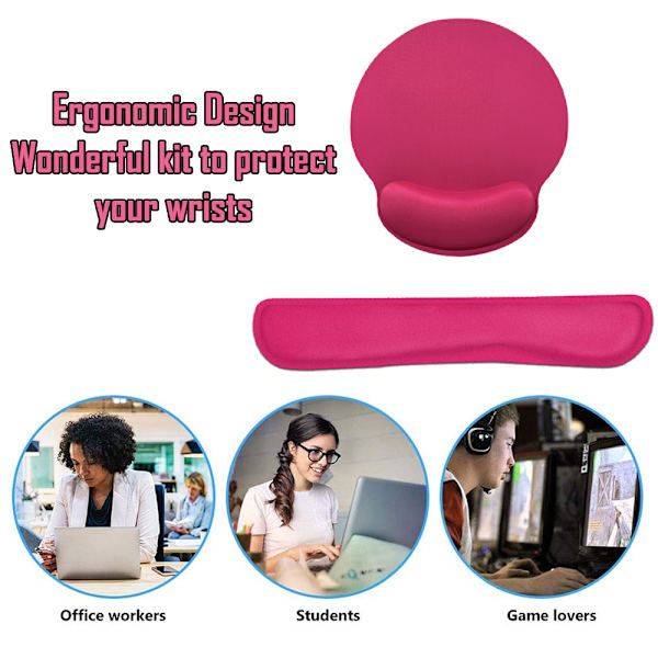 Mordely Musmatta med handledsstöd, Memory Foam tangentbordsdyna rose pink