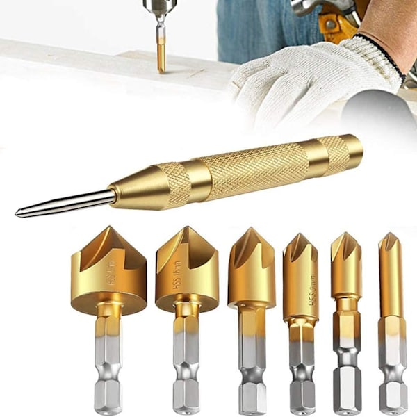 6 Pack HSS 5 Hex Shank Countersink Countersink Bits