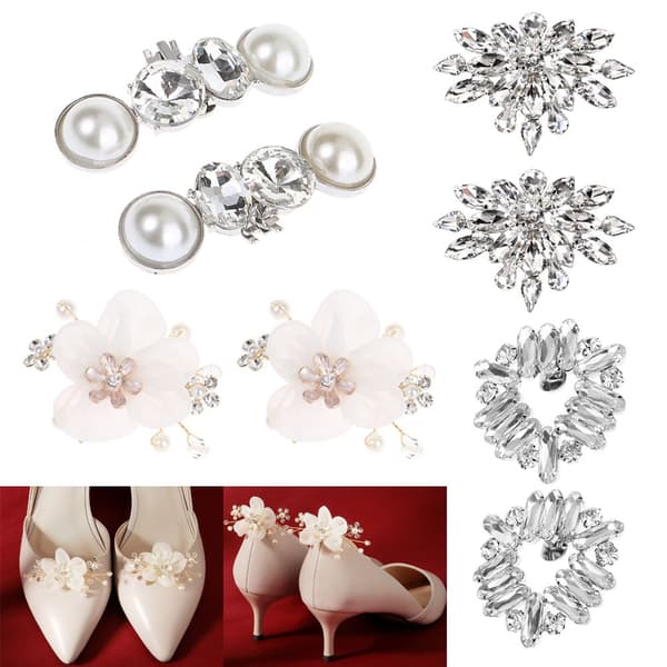 Mordely 2PCS Skodekorationer Rhinestone Sko Clip E
