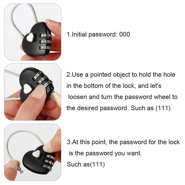 Mordely 1st Hjärtformat lås Hänglås SVART black