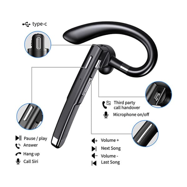 Mordely luetooth headset för mobiltelefon Trådlös luetooth hörlur B