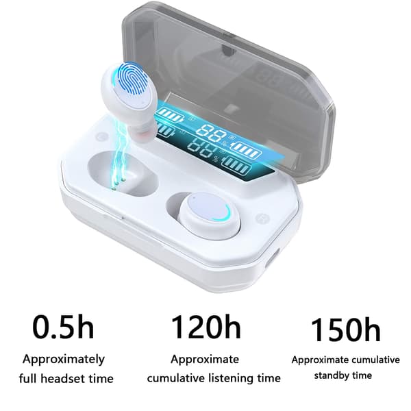 Mordely Trådlösa hörlurar Bluetooth hörlurar White