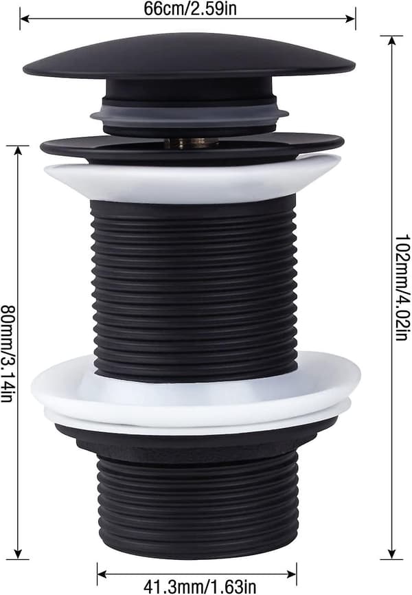 2023 Sink Drain Without Overflow, Universal Black Pop Up Sink Drain, Automatic Pop Up Drain For Counter Top Basin Cisea