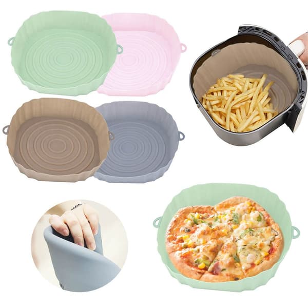 Mordely 2X Silikone Pot Air Fryer Bagekurv GRÅ grey