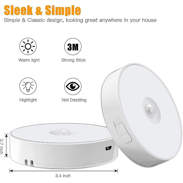 3 Led Sensor Lights Wireless, Rechargeable