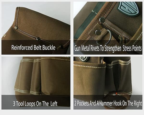 Mordely Quick Release Adjustable Tool Belt Heavy Duty Canvas Pouch For Jobs Organizer For Builder, Handyman