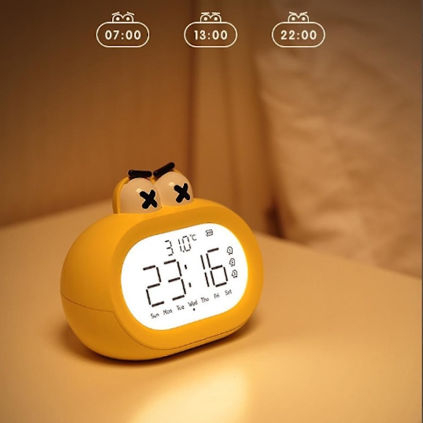 Cute Cartoon Children's Alarm Clock, Bedroom Alarm Clock, Desktop Clock, Dual Purpose Intelligent Electronic Alarm Clock - Yellow