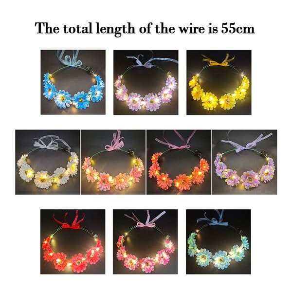 Mordely Glödande LED-krans Halloween Crown Flower 3