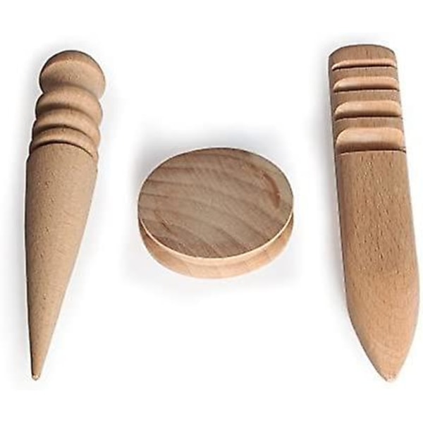 Mordely New Leather Craft Edge Slicker Round Multi-size Wood Burnisher 3 Patterns For Working Leather