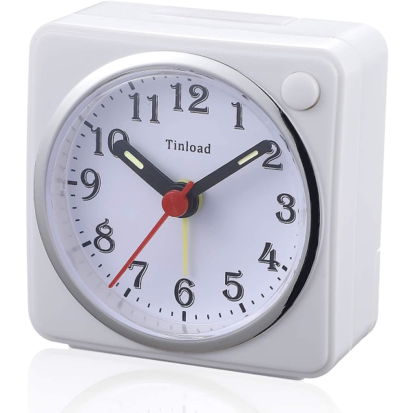 Mordely Small Analog Travel Alarm Clock Silent Non Ticking,snooze,ascending Beep Sounds, Battery Operated,light Functions, Easy Set
