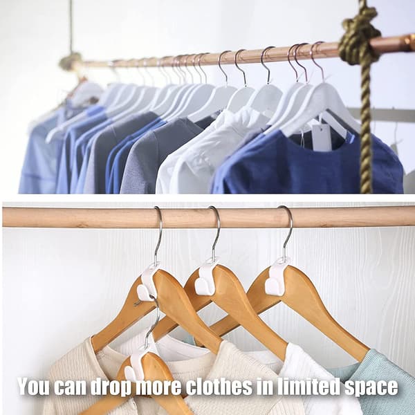 Mordely 50pcs Hanger Connecting Hook, Heavy Duty Pp Material Cascading Hanging Hooks Space Saving Flocking Hook Clothes Organizer For