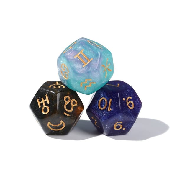 Mordely 6st Constellation Divination Dice 12-sidig Astrologi brädspel