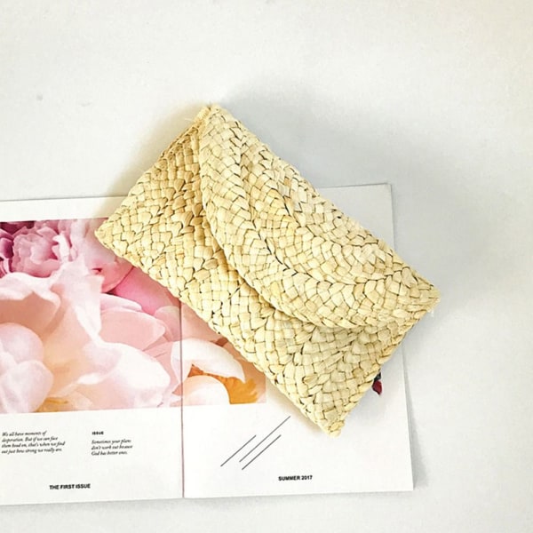 Corn Fur Woven Bag Square Clutch Bags GUL yellow